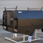 Durable UTE canopy fitted with under-tray toolboxes and LED tail lights