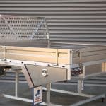 Silver aluminium UTE tray with LED tail lights and side panels