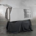 Open top dog box allowing easy access to compartments