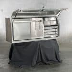 Alloy toolbox designed for weatherproof tool storage with internal drawers