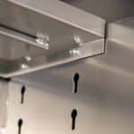 Toolbox with single adjustable shelf for organised storage