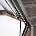 Black aluminium UTE canopy interior with reinforced frame and shelves