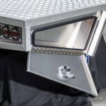 Raw finish aluminium tray with under-tray toolboxes