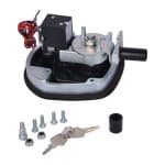 Black whale tail lock assembly featuring electrical connection and hardware