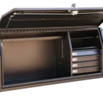 Heavy-duty alloy canopy with organised shelving system