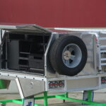 Reliable UTE canopy with integrated drawer, cutting board, and pantry system