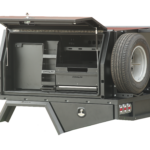 Organised canopy layout with built-in drawers and open shelving space