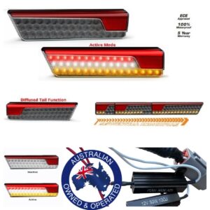 Pair LED Tail Lights 3 LED Combination Stop Tail Indicator Reverse Truck UTE
