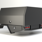 Dual-door black canopy featuring unistrut floor construction