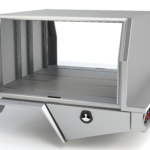 Industrial-style alloy service body featuring unistrut flooring