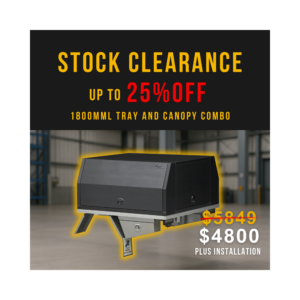 T1/X1 1800mm Black Canopy and Raw Alloy Tray 3 Doors Combo