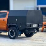 Black aluminium UTE canopy and 1650mm tray combo on a 4WD