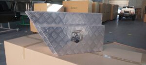 Stock Clearance Square 750mmL toolboxes (Pair)checker plate / Under tray toolbox