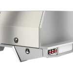 Two-door raw aluminium canopy with whale tail locks