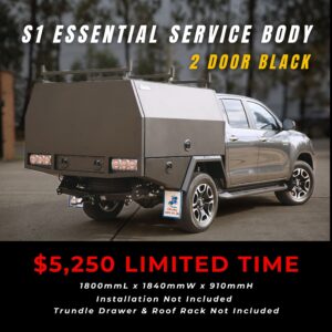 S1  Service Body Flat Alloy with 2 Door – Black